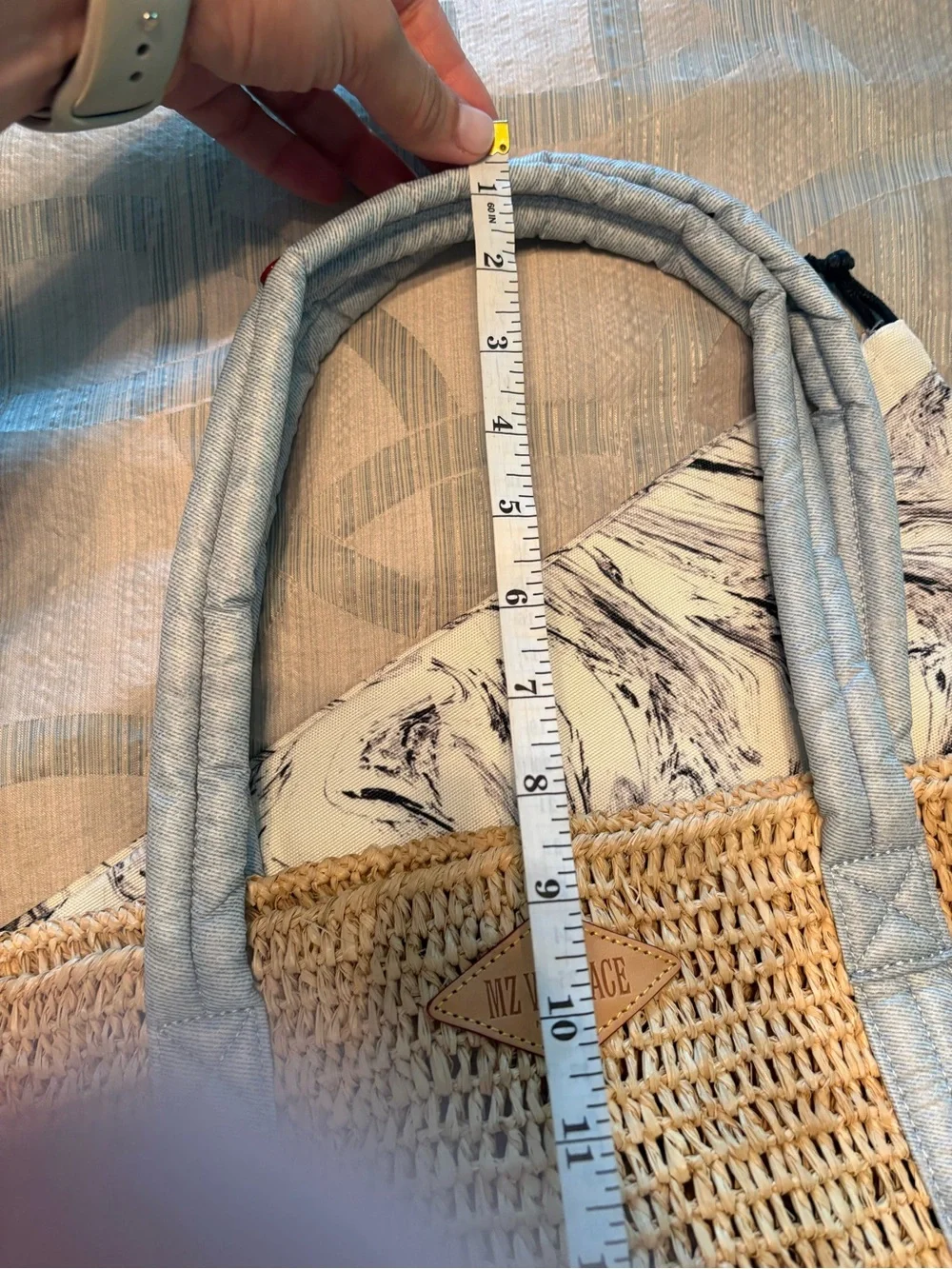 EUC MZ Wallace Raffia and chambray medium Tote - Picture 11 of 16
